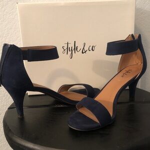 Style & Co. Dark Blue Ankle Strap Heels